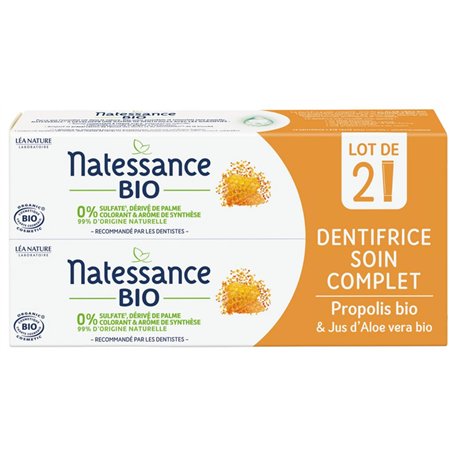 Natessance Dentifrice Soin Complet Propolis Bio Lot de 2 x 75 ml