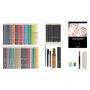 Livoo - Kit de dessin 74 accessoires LOI001 – 63 crayons, 10 outils de dessin, 1 carnet de dessin, 1 pochette de rangement avec 