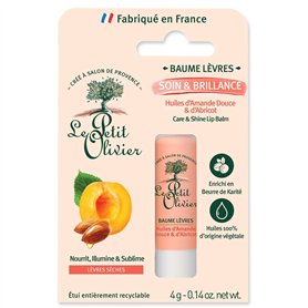 LE PETIT OLIVIER - Baume Lèvres Soin & Brillance - Huile D'Amande Douce et Abricot - Nourrit