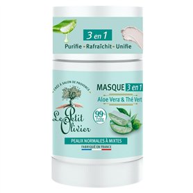 LE PETIT OLIVIER - Masque Visage 3 en 1 - Aloe Vera & Thé Vert - Purifie