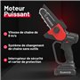 Scie d’élagage sans fil 18V avec batterie 2Ah et chargeur – Guide 12 cm – Scie élagueuse compacte, légère et puissante