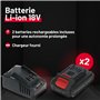 Scie d’élagage sans fil 18V avec batterie 2Ah et chargeur – Guide 12 cm – Scie élagueuse compacte, légère et puissante