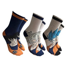 Dragon Ball Z Goku Super Saiyan Lot de 3 paires de chaussettes hautes classiques pour homme et adolescent