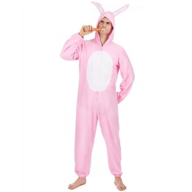 DEGUISE TOI - Déguisement lapin rose Homme - Combinaison avec capuche - Taille Unique - Rose - Déguisements adultes - 100% polye