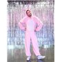 DEGUISE TOI - Déguisement lapin rose Homme - Combinaison avec capuche - Taille Unique - Rose - Déguisements adultes - 100% polye