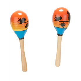 DEGUISE TOI - 2 Maracas Hawaïennes en Bois - Maracas - Taille Unique - - Accessoires pour déguisement - Bois - - Carnaval