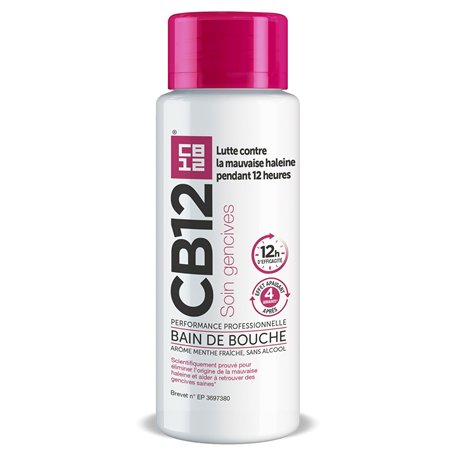 CB12 - Bain de bouche - Soin gencives - Combat la mauvaise haleine pendant 12 heures - Aide à restaurer et maintenir des gencive