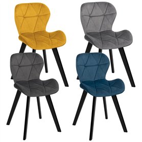 IDMarket - Lot de 4 chaises ROBINE en Velours Mix Color Bleu