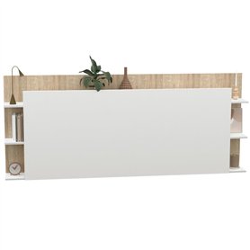 IDMarket - Tête de lit sur Pied CIRI pour lit 140 et 160 cm avec rangements Blanc et Bois
