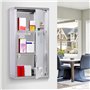 HOMCOM Armoire à Pharmacie 2 étagères 3 Niveaux verrouillable Porte Verre trempé dépoli Logo Croix 25L x 12l x 48H cm Acier INOX