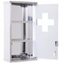 HOMCOM Armoire à Pharmacie 2 étagères 3 Niveaux verrouillable Porte Verre trempé dépoli Logo Croix 25L x 12l x 48H cm Acier INOX