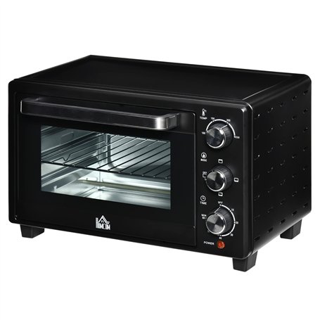 HOMCOM Mini four 1400 W 21 L - thermostat 230°C max - minuteur 60 min - 3 modes de cuisson - 4 accessoires inclus - acier inox.