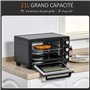 HOMCOM Mini four 1400 W 21 L - thermostat 230°C max - minuteur 60 min - 3 modes de cuisson - 4 accessoires inclus - acier inox. 