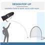 HOMCOM Cage de Football système Pop Up avec Sac de Transport et piquets de Fixation dim. 247L x 203l x 201,5H cm Noir et Blanc