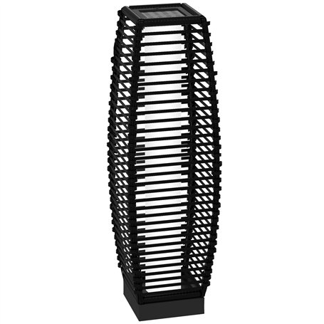 Outsunny Lampadaire d'extérieur solaire lampe de jardin sur pied en résine tressée luminaire LED de jardin en acier marche/arrêt