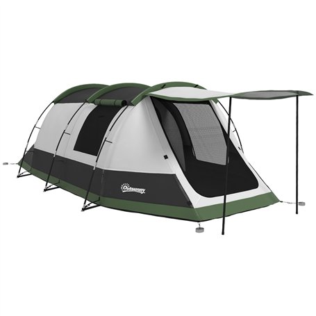 Outsunny Tente de Camping familiale 3-4 pers. - Tente Tunnel avec Porche étanche 3000 mm légère ventilée Facile à Monter - Sac d