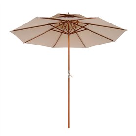Outsunny Parasol droit parasol en bois parasol de jardin rond 2 toit polyester 180 g/m² dia. 2