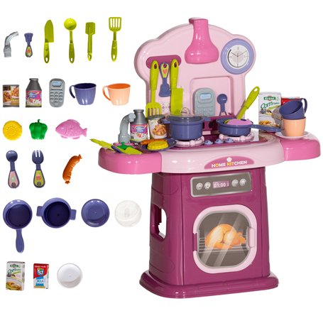 AIYAPLAY Cuisine Enfant Accessoires 38 PCS Jouet d'imitation pour Enfant - dinette Enfant de 3-6 Ans avec lumières et Sons réali
