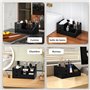 HOMCOM Boite de Rangement de Bureau - Organiseur de Bureau - 7 Compartiments, 2 tiroirs - Bambou Verni Noir