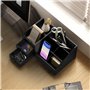 HOMCOM Boite de Rangement de Bureau - Organiseur de Bureau - 7 Compartiments, 2 tiroirs - Bambou Verni Noir
