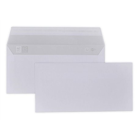 lot de 100 petites enveloppes courrier format DL 110 x 220 mm sans fenêtre papier velin blanc 80g/m² une enveloppe blanche avec