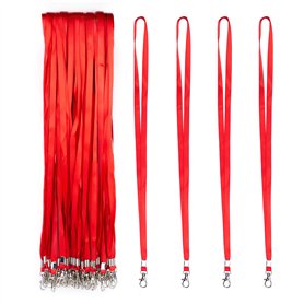 Lot de Tour de Cou avec Attache à Clip métallique - Cordon de Cou pour porte Badge Carte d'Identification (Rouge
