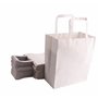 Miamex 50 Sacs Blancs en Papier Cabas avec Poignées Plates – 21 x 11 x 25 cm – Solide pour les Courses Emballage cadeau pour ann