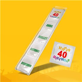 Préservatif Humoristique - Pack de 5 - Idée de Cadeau Drôle - Imprimé en France - En Latex Fin et Résistant - ANNIVERSAIRE 40 AN