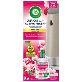 Airwick Desodorisant Maison Spray Automatique Sans Gaz Active Fresh - 1 Diffuseur + 1 Recharge Fleur de Cerisier et Framboise