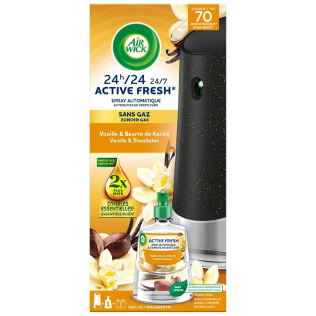 Airwick Desodorisant Maison Spray Automatique Sans Gaz Active Fresh - 1 Diffuseur + 1 Recharge Parfum Vanille & Beurre de Karité