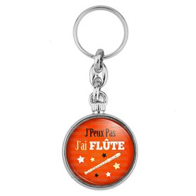 Badgmania Porte Clés Métal 2 faces J'Peux Pas J'ai Flûte - Instrument Musique - Humour Excuse Alibi Idée Cadeau Logo 33mm