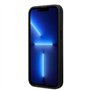 CG MOBILE BMW – Coque de téléphone pour iPhone 14 Pro en cuir synthétique, noir avec lignes de fond tricolores, collection M, ét