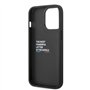 CG MOBILE BMW – Coque de téléphone pour iPhone 14 Pro en cuir synthétique, noir avec lignes de fond tricolores, collection M, ét
