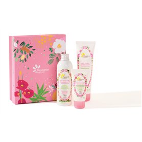 Fleurance Nature- Coffret Rose Délicate Bio- Eau micellaire demaquillante 200ml- Crème hydratante visage 50ml- lait corporel 150
