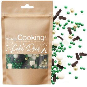 ScrapCooking - Décors Sucrés Foot 50 g - Décoration Alimentaire Comestible - Sprinkles Football Ballon Perles Dorées pour Déco G