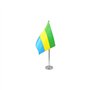 AZ FLAG - Drapeau De Table Gabon Prestige - Drapeau Gabonais De Bureau En Satin Avec Hampe De 30cm Et Socle En Métal - 22x15 cm