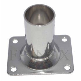 FP Inox Embase/Platine Rectangulaire pour Tube de Ø 25mm Droite 90° INOX A4
