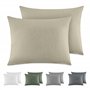 Dreamzie Taie Oreiller 40x60 Coton (Lot De 2) Taies d'Oreillers 100% Coton Lavé Aspect Lin