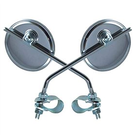 cyclingcolors 2x rétroviseur vélo chromé rond 75mm à collier réversible gauche droite guidon 22mm cycle ville route vintage (1 P