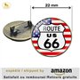 Broche épinglette Route 66 USA pin's motard Biker Triker avec drapeau americain. Livré avec étui cadeau en velours.
