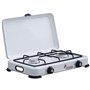INTEC - Plaque de cuisson gaz portable 2 feux 3200W Réchaud à gaz butane ou propane Blanc laqué Couvercle