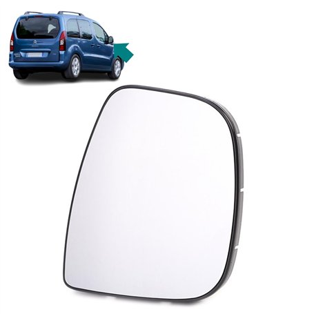Glace de Rétroviseur Extérieure AVANT DROIT (Dégivrante) avec Support compatible pour Berlingo Spacetourer Jumpy Tepee Expert Tr