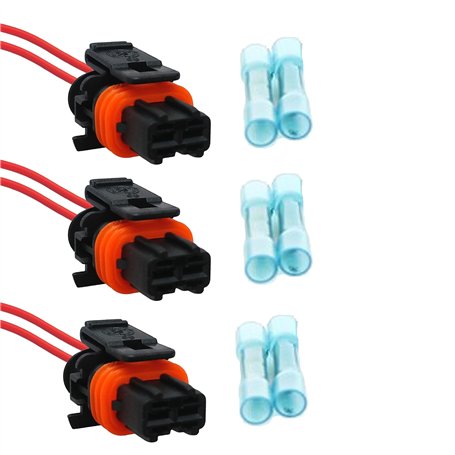 PARTSLINE - (Lot de 3) Kit Réparation Prise Fiche Connecteur Connectique Cablage Faisceau Electrique Cable Injecteur 2