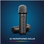 R-MUSIC – DUOLED – Enceinte RGB sans Fil avec 2 micros Karaoké – Ports AUX/Micro SD/USB, 11 Jeux de lumières, 2 micros Inclus, S