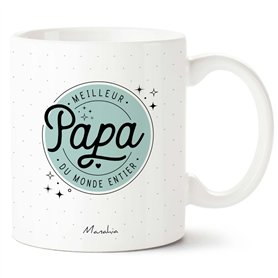 Manahia Mug Cadeau Papa Tasse Personnalisée - Meilleur Papa du monde entier - Avec Boite Kraft - 330 mL