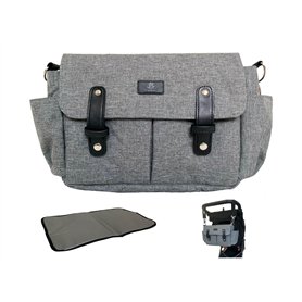 Calikids Sac organisateur poussette gris | tapis à langer offert | chic et pratique | nombreuses poches de rangement | pochettes