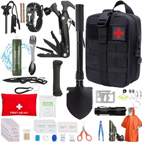 Kit Survie Complet Trousse Premier Secours Militaire Guerre nucléaire Équipement Camping Randonnée Sac 72h Catastrophe Multifonc