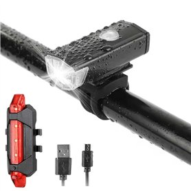 Lumière Avant Arrière Vélo Rechargeable USB - LED 400 Lumens