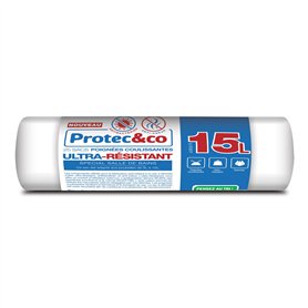 PROTEC&CO Sac Poubelle 15L Le Seul 4 en 1 Du Marché : Ultra Résistant Anti Bactérien Anti Odeurs Poignées Coulissantes Spécial S