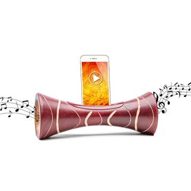 MANGOBEAT® - Enceinte écologique et Universelle en Bois - Amplification de Tous Les Smartphones sans électricité - « Bordeaux Zé